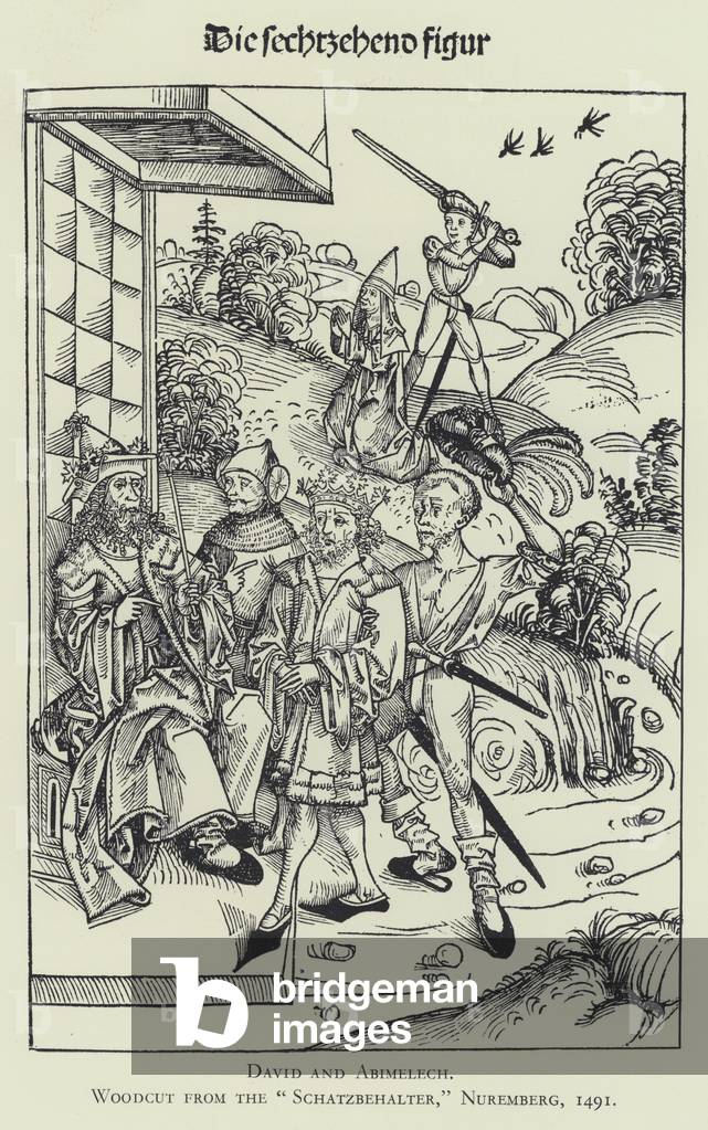 David and Abimelech, Woodcut from the 