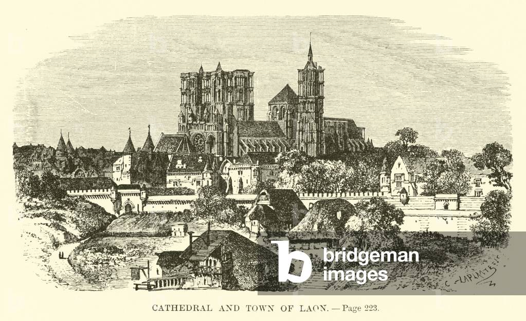 Cathedral and town of Laon (engraving)