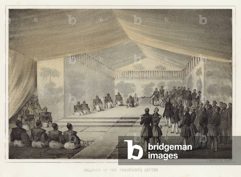 Delivery of the President's letter, Kurihama, Japan, 14 July 1853 (litho)