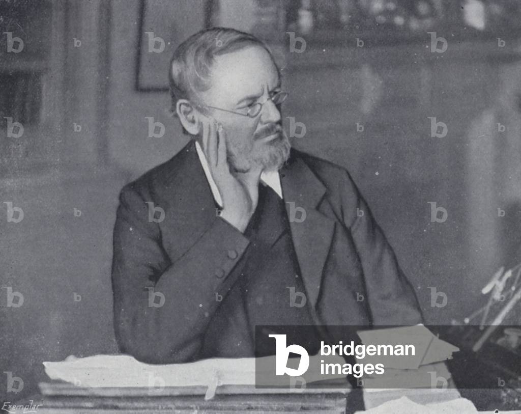 Dr Richard Garnett in his Study (b/w photo)
