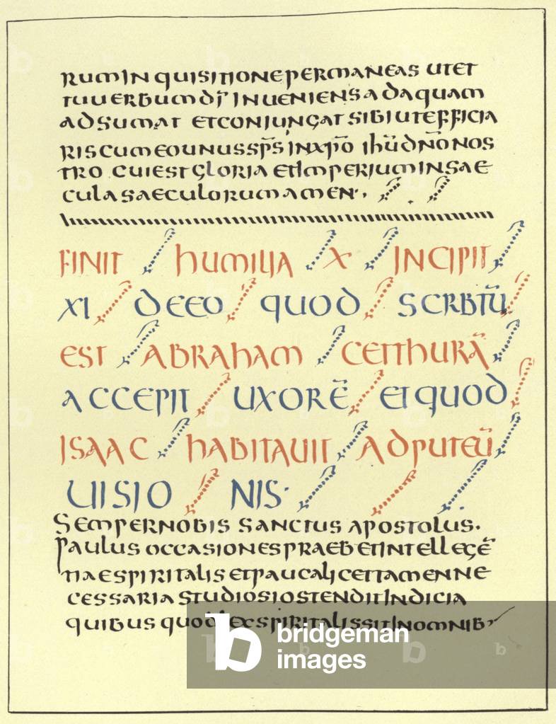 Example of Uncial writing (colour litho)
