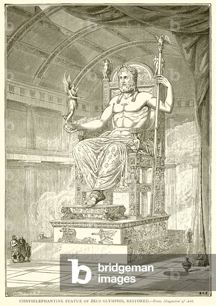 Chryselephantine Statue of Zeus Olympios, Restored (engraving)