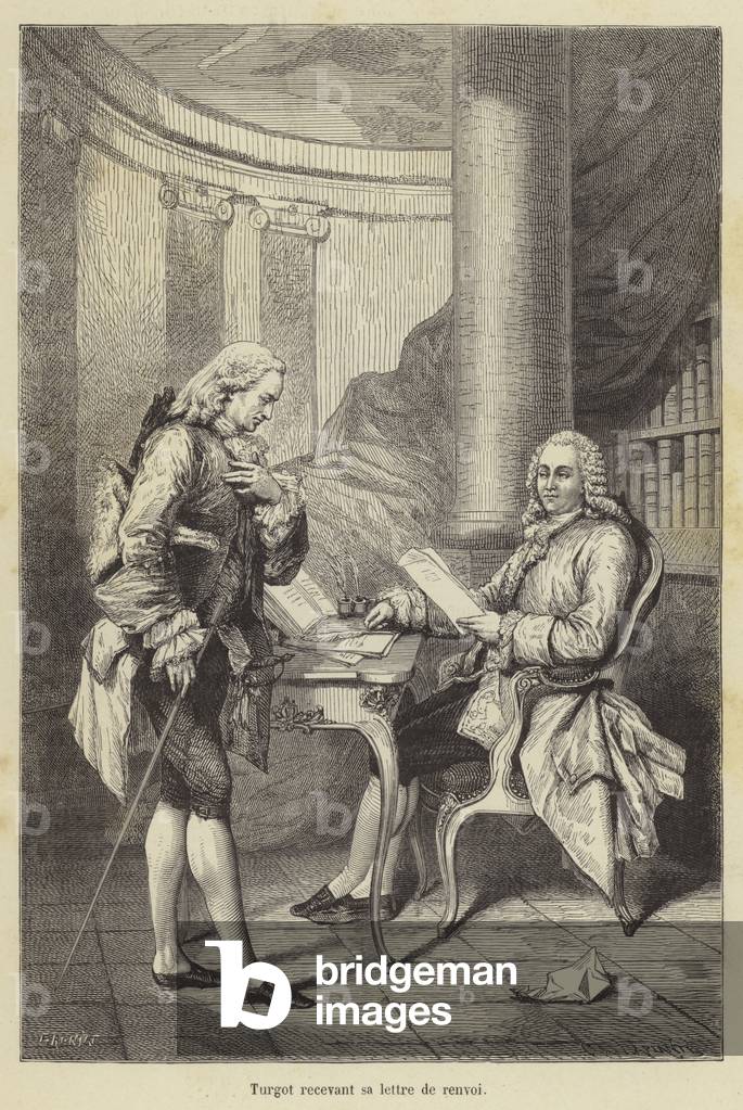 Turgot recevant sa lettre de renvoi (engraving)