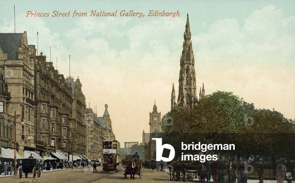 Princes Street from National Gallery, Edinburgh (colour photo)
