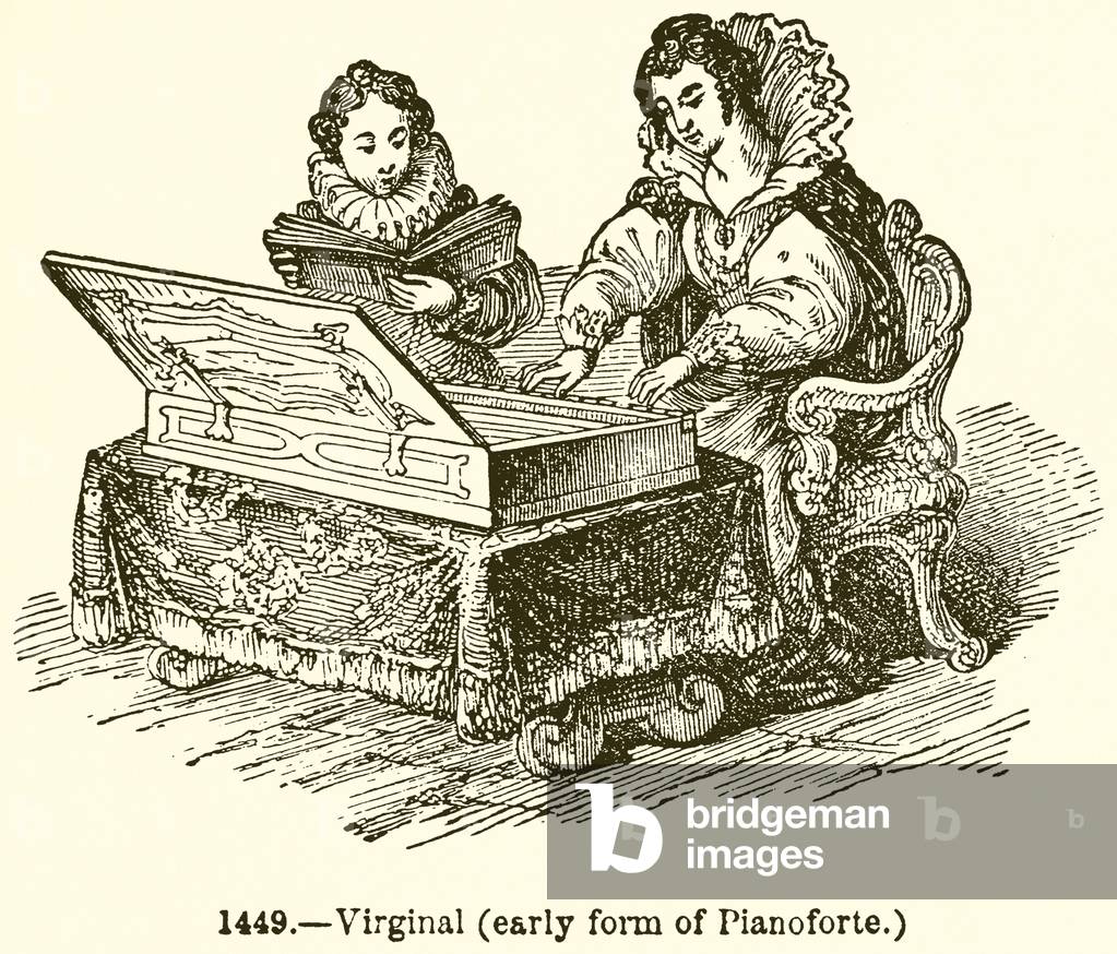 Virginal (Early Form of Planoforte) (engraving)