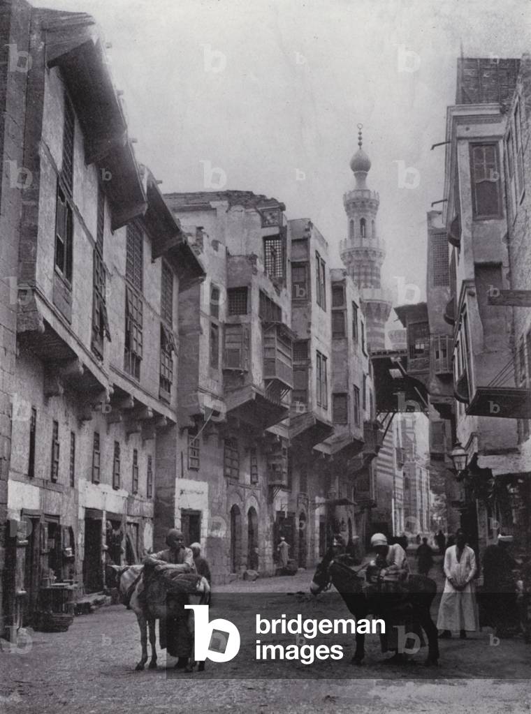 Egypt: Street Scene in Cairo (b/w photo)
