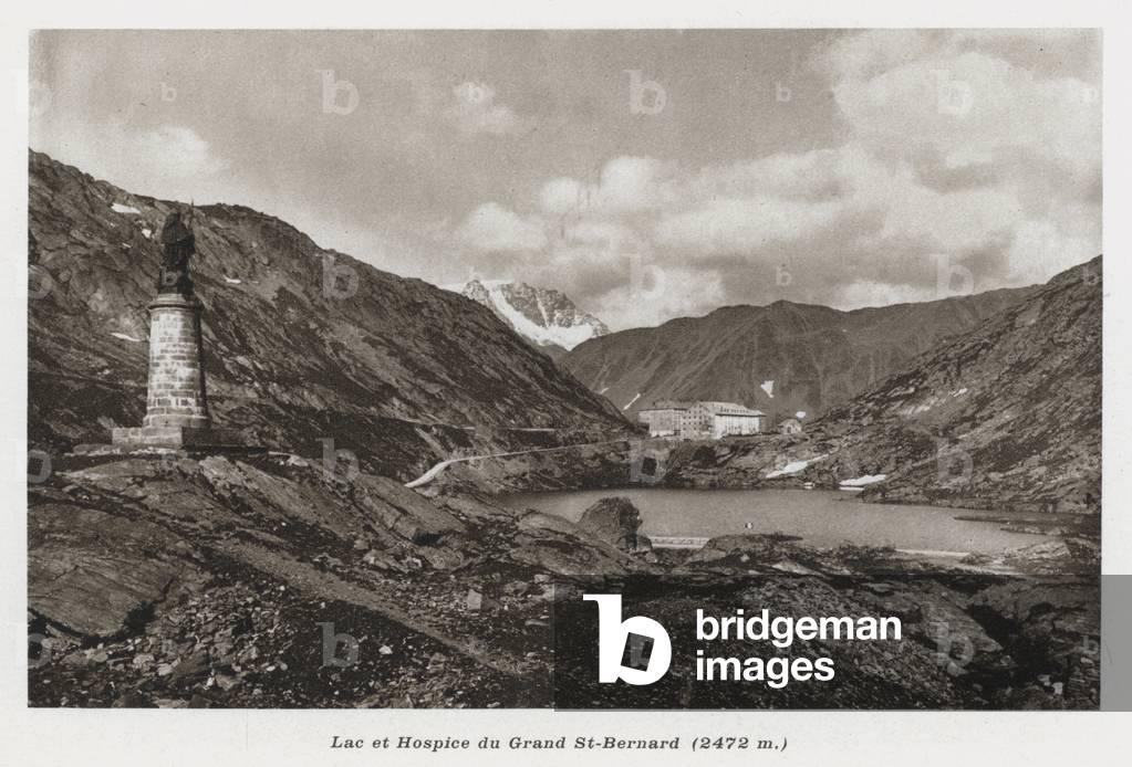 Lac et Hospice du Grand St-Bernard (b/w photo)