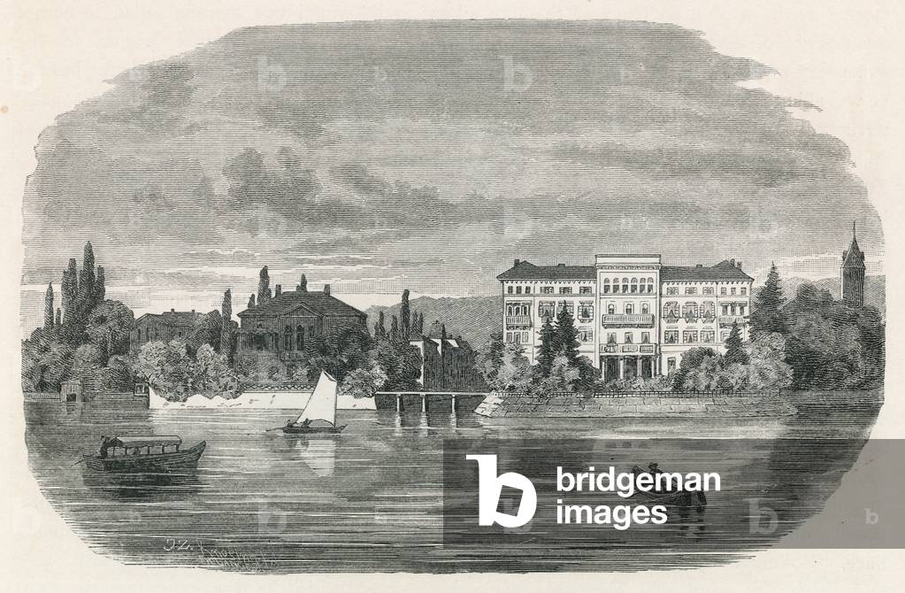 Hotel Baur, Lake of Zurich (engraving)