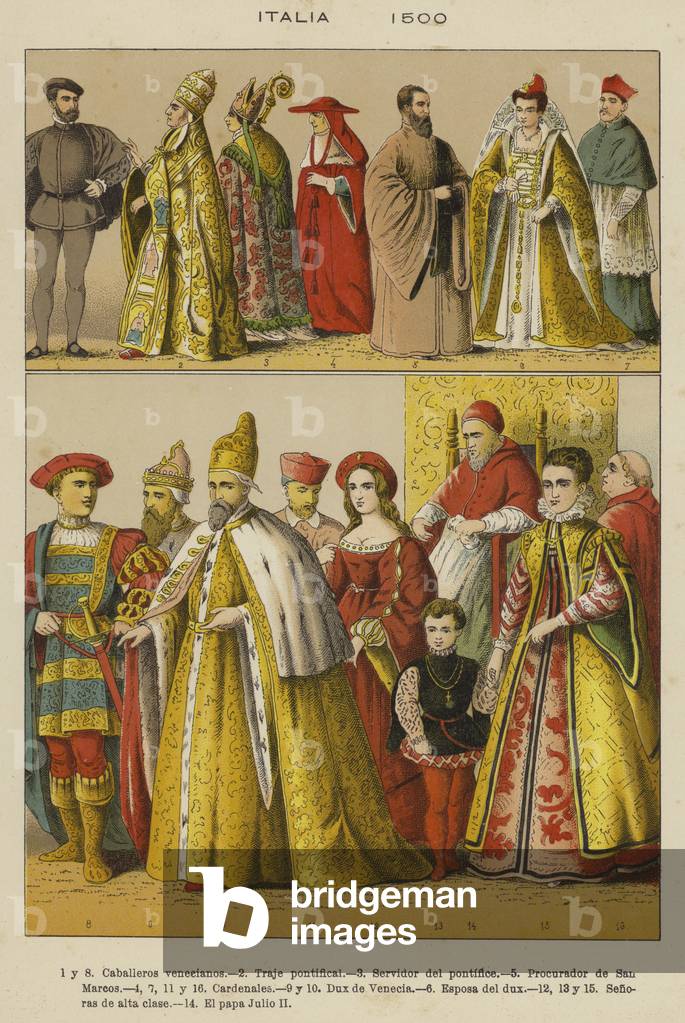 Italia, 1500 (colour litho)