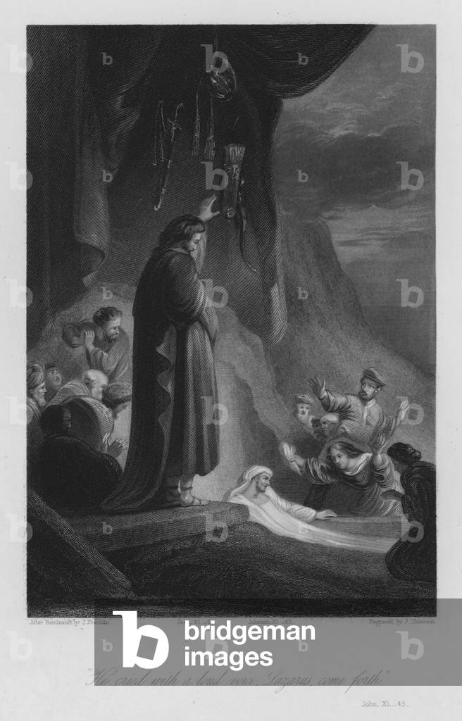 The Raising of Lazarus, John XI, 43, c.1850 (engraving)