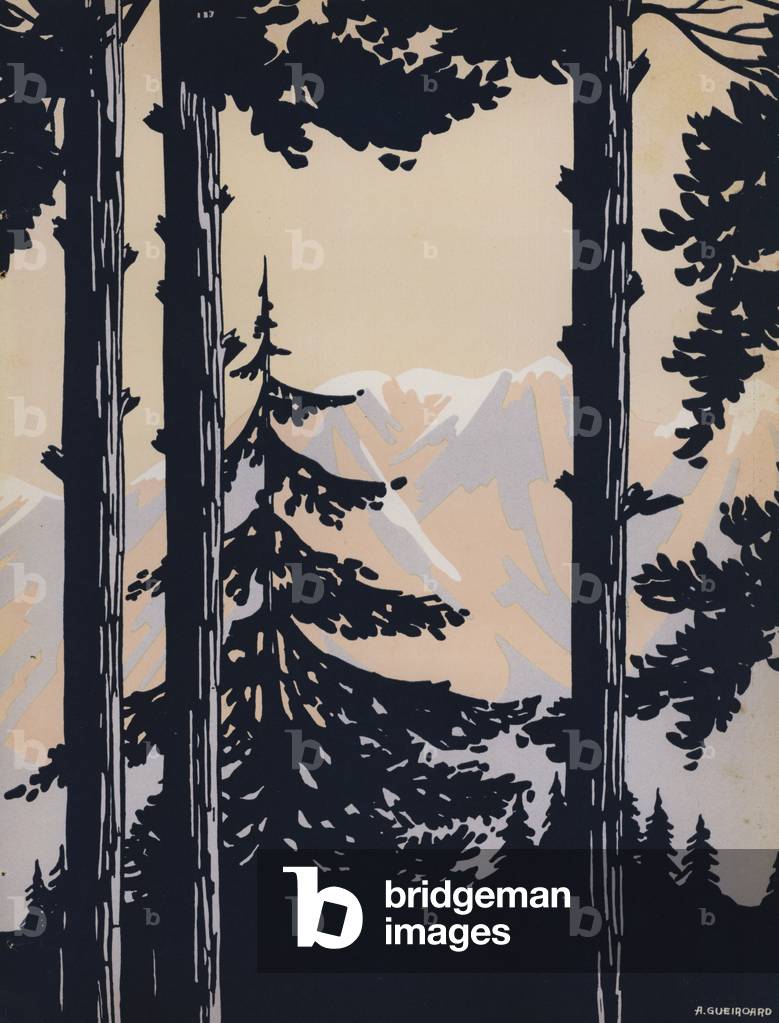 Mountain landscape (colour litho)