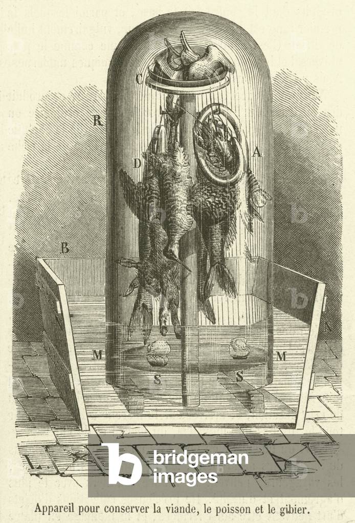 Appareil pour conserver la viande, le poisson et le gibier (engraving)