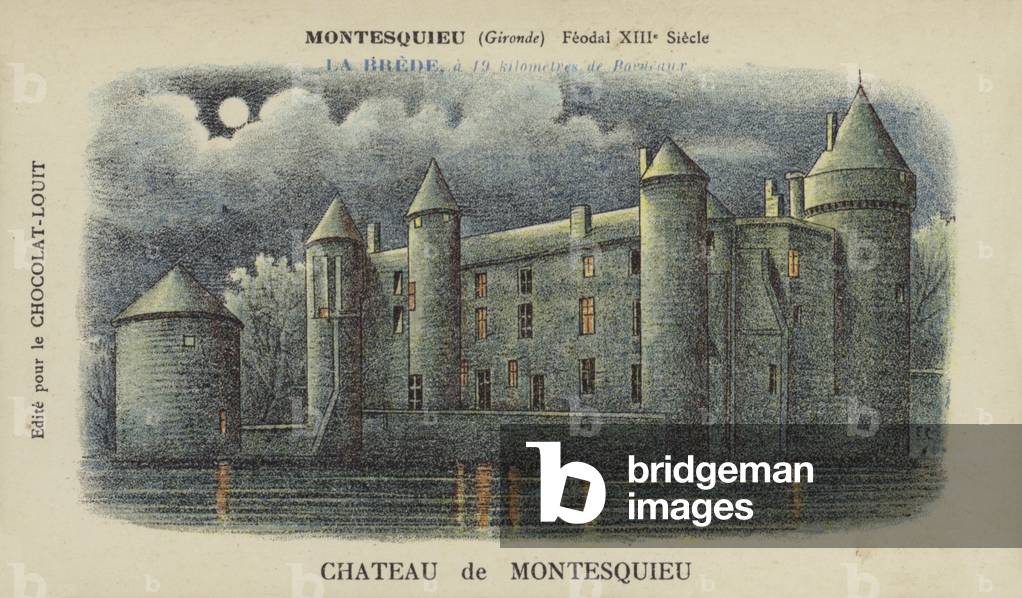 Chateau de Montesquieu, Montesquieu, Gironde (chromolitho)