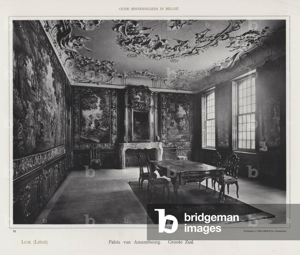 Luik (Liege), Paleis van Ansembourg, Groote Zaal (b/w photo)