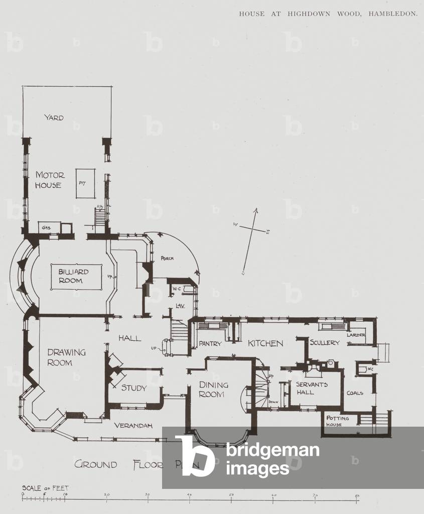 House at Highdown Wood, Hambledon, Ground Floor Plan (litho)