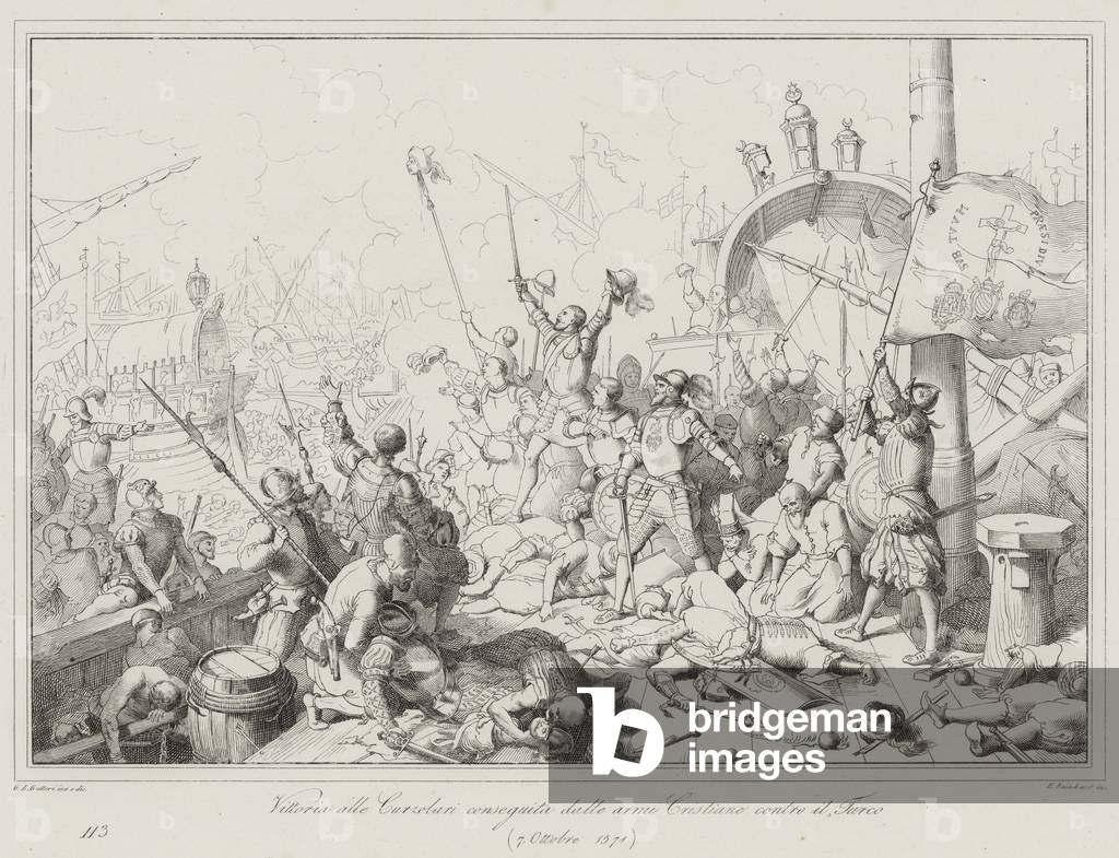 Vittoria alle Curzolari conseguita dalle armi Cristiane contro il Turco, 1571 (engraving)