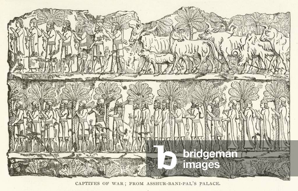 Captives of War; from Asshur-bani-pal's Palace (engraving)