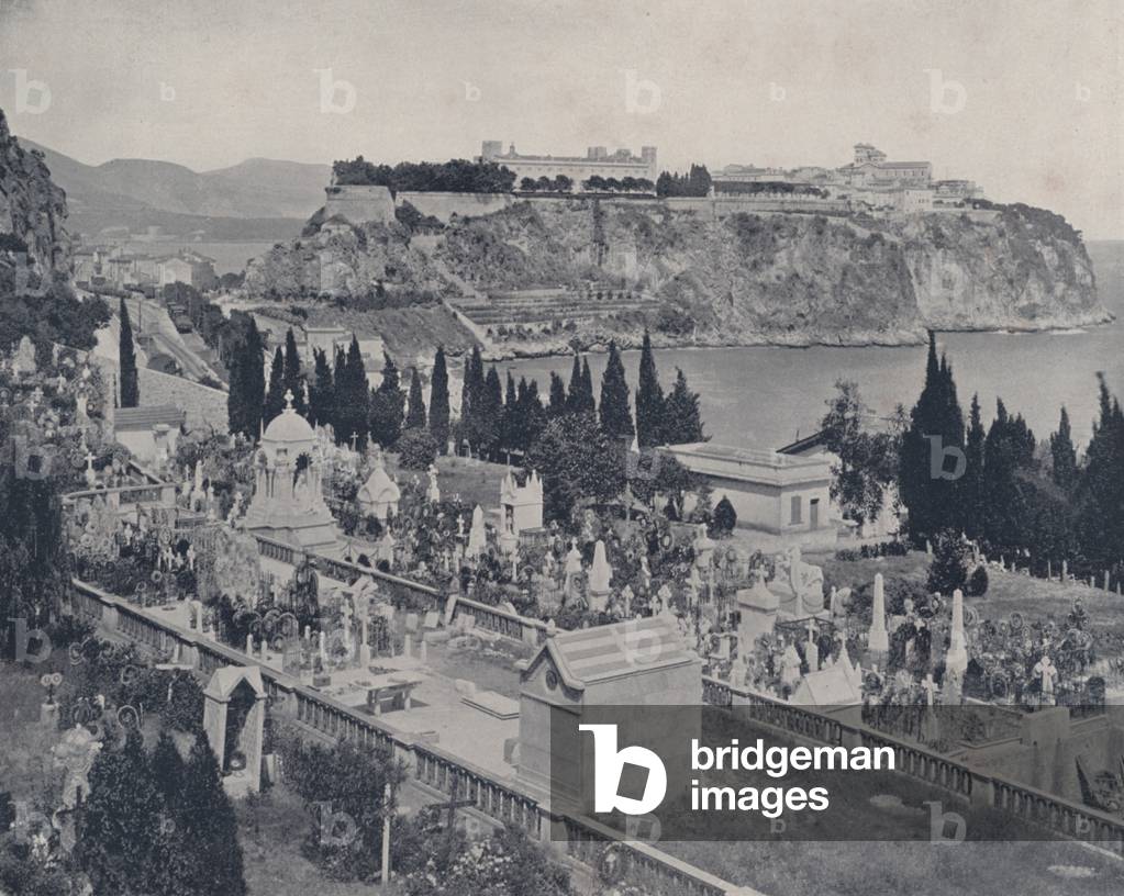 Cemetery at Monaco (b/w photo)