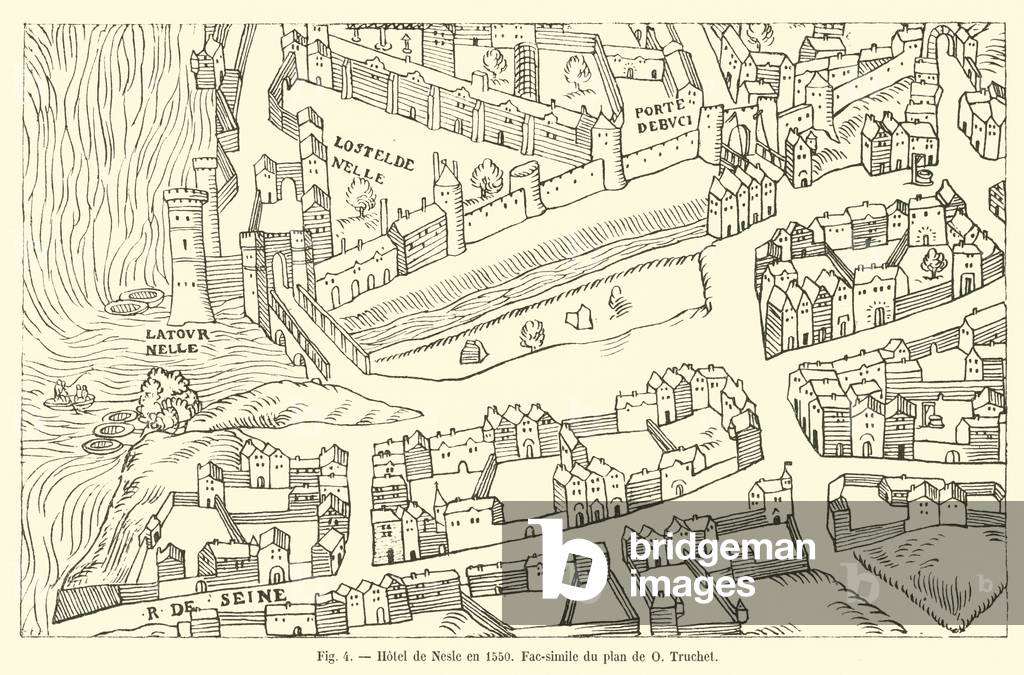 Hotel de Nesle en 1550, Fac-simile du plan de O Truchet (engraving)