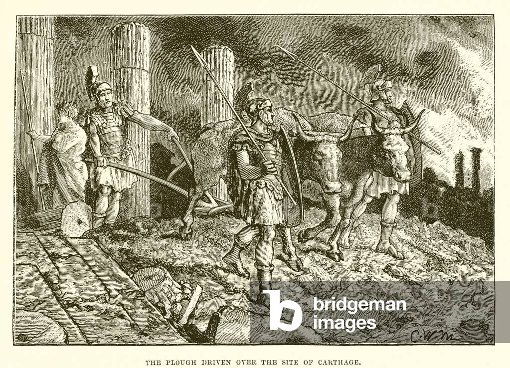 The plough driven over the site of Carthage (engraving)