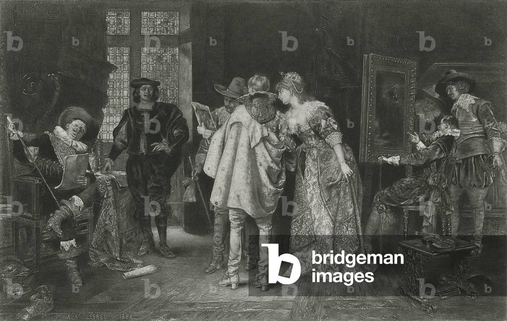 Conoisseurs at Rembrandt's Studio, illustration from 'Great Men and Famous Women' (litho)