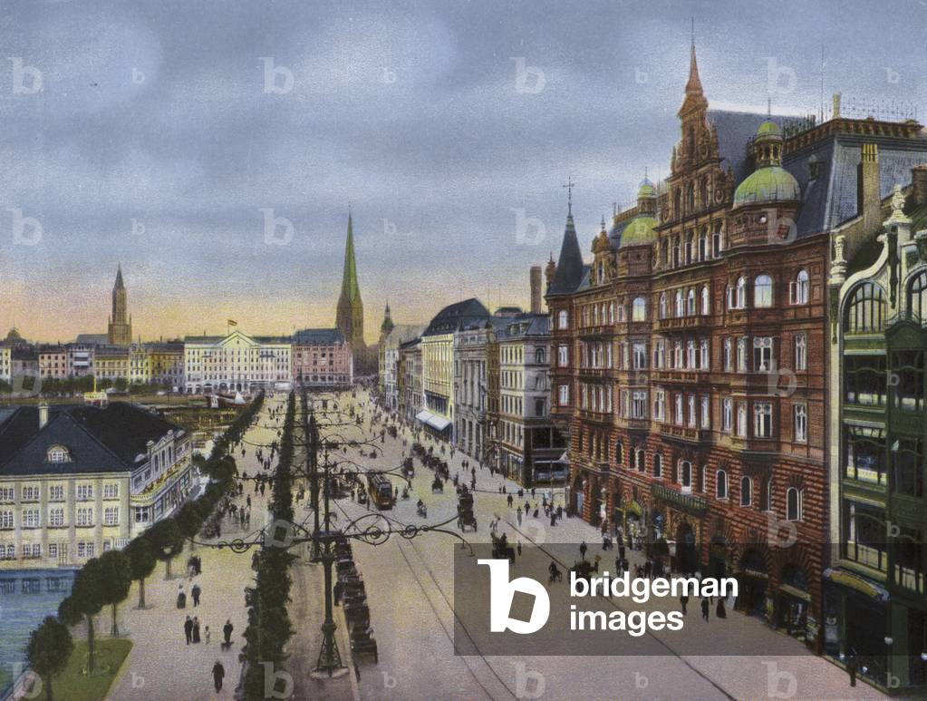 Hamburg: Jungfernstieg mit Alsterdamm (photo)
