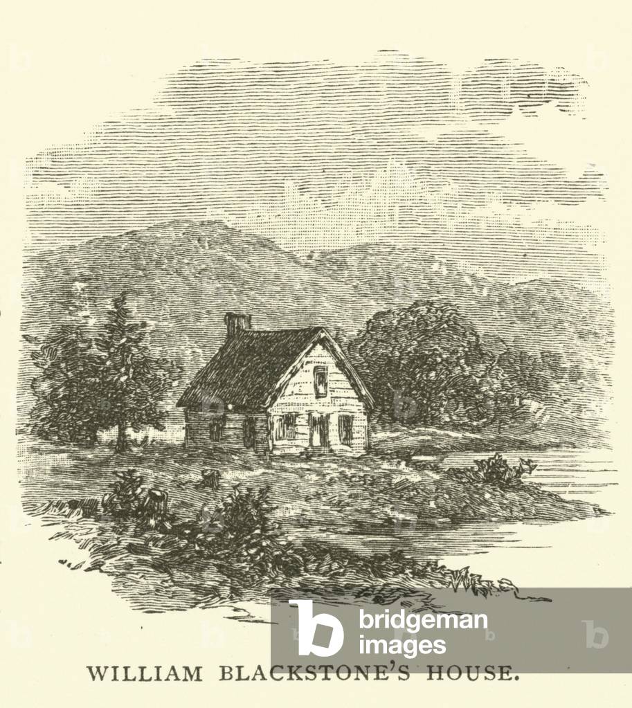 William Blackstone's house, Boston (engraving)