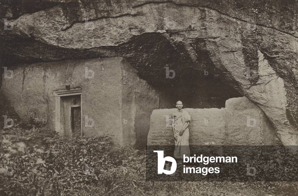 Ruined Cities of Ceylon: Remains of Rock Dwellings at Mihintale (b/w photo)