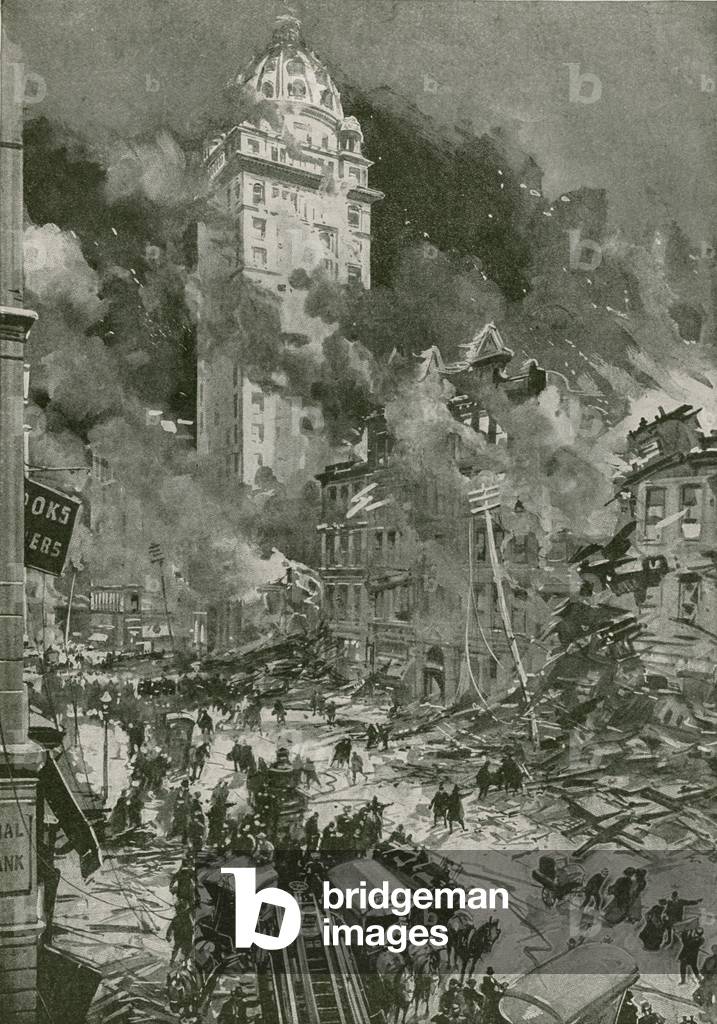 The Great Earthquake at San Francisco, April, 1906 (litho)