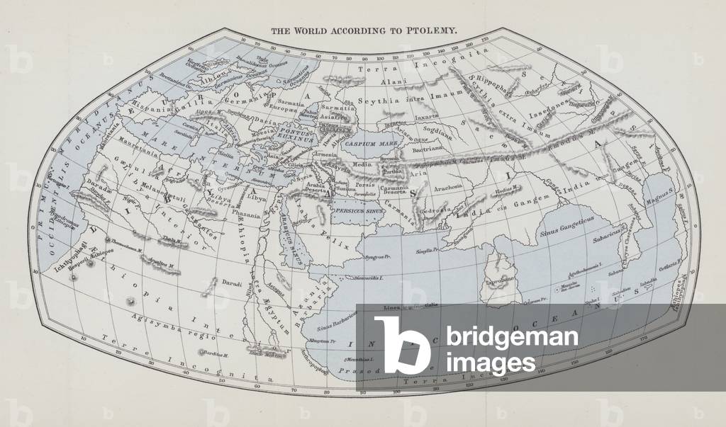 The World according to Ptolemy (colour litho)