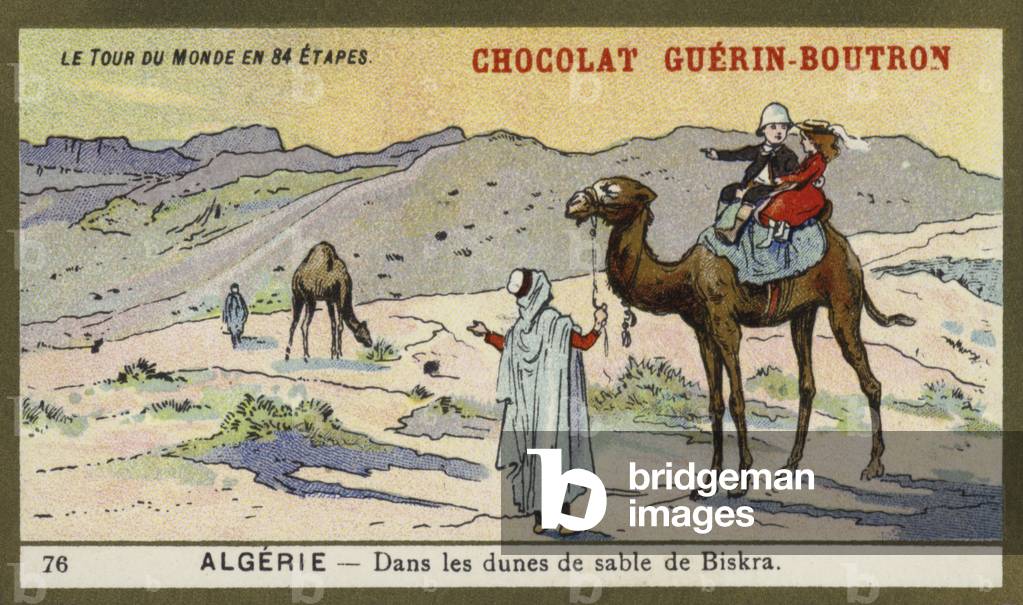 Among the sand dunes of Biskra, Algeria (chromolitho)