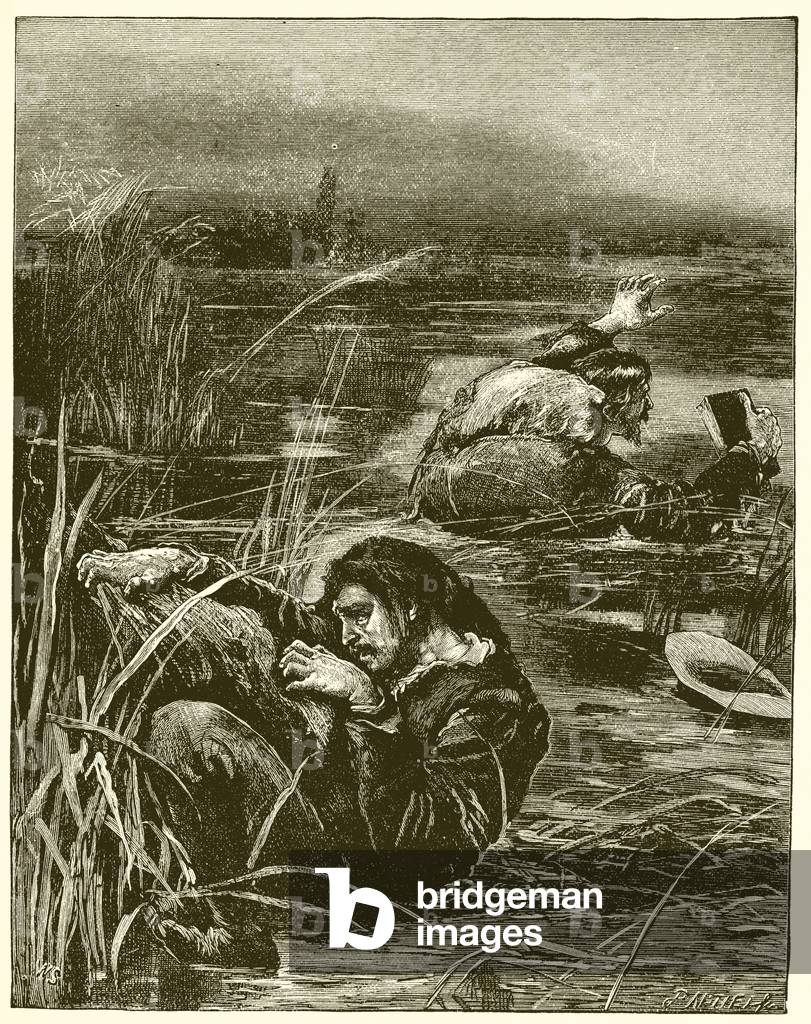 Christian and Pliable in the Slough of Despond (engraving)