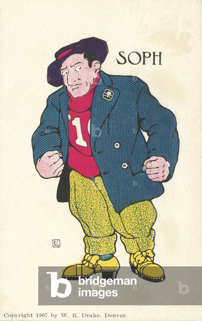 Sophomore American university student (colour litho)