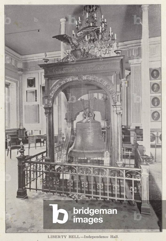 Philadelphia: Liberty Bell, Independence Hall (b/w photo)