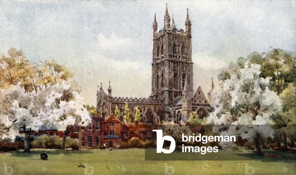 Gloucester from the Paddock (colour litho)