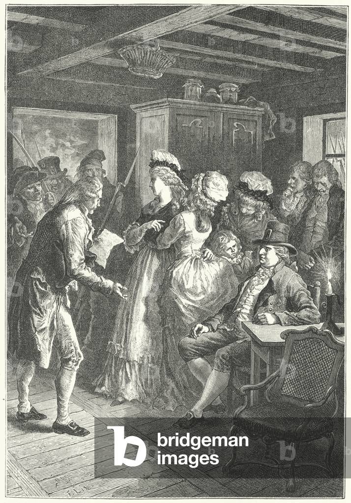 The arrest of Louis XVI and his family in Varennes, 1791 (engraving)