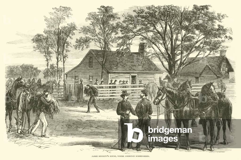 James Bennett's House, where Johnston surrendered, April 1865 (engraving)