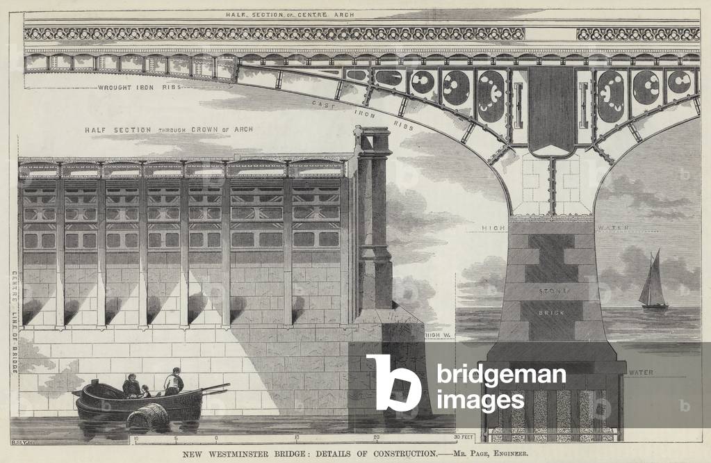 New Westminster Bridge, Details of Construction (engraving)