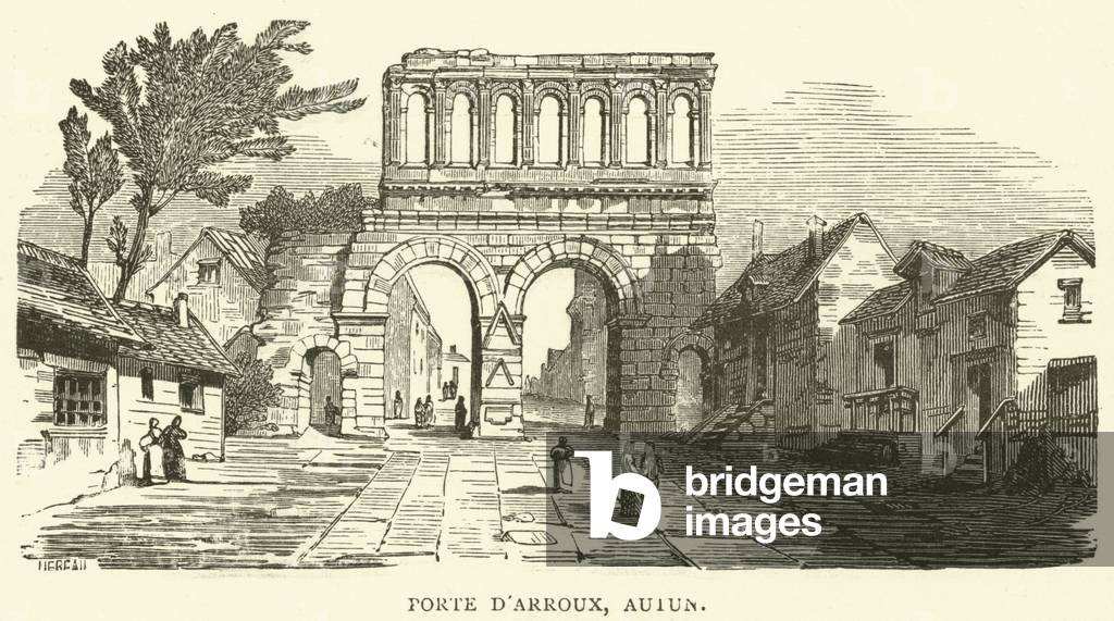 Porte d'Arroux, Autun (engraving)