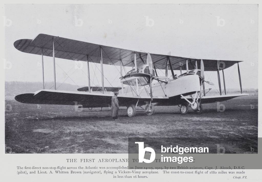The first aeroplane to fly the Atlantic (b/w photo)