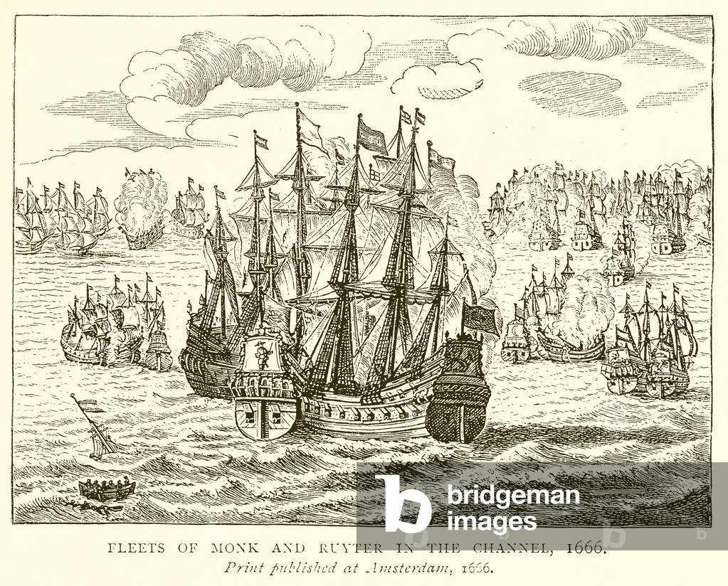 Fleets of Monk and Ruyter in the Channel, 1666 (engraving)