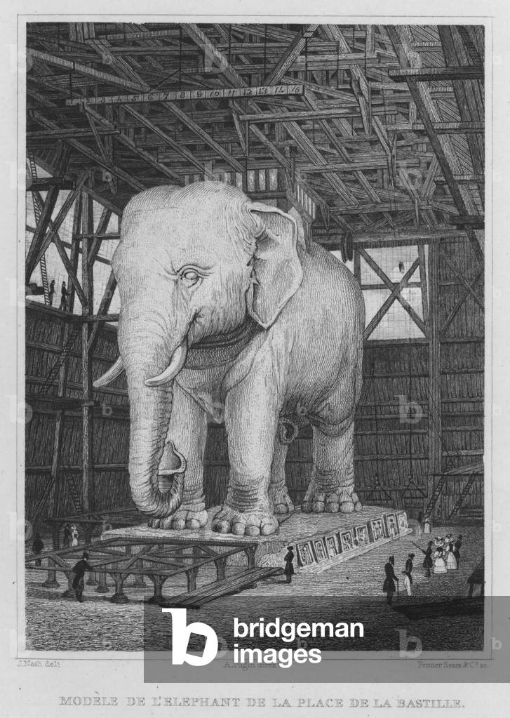 Paris, Modele De L'Elephant De La Place De La Bastille (engraving)
