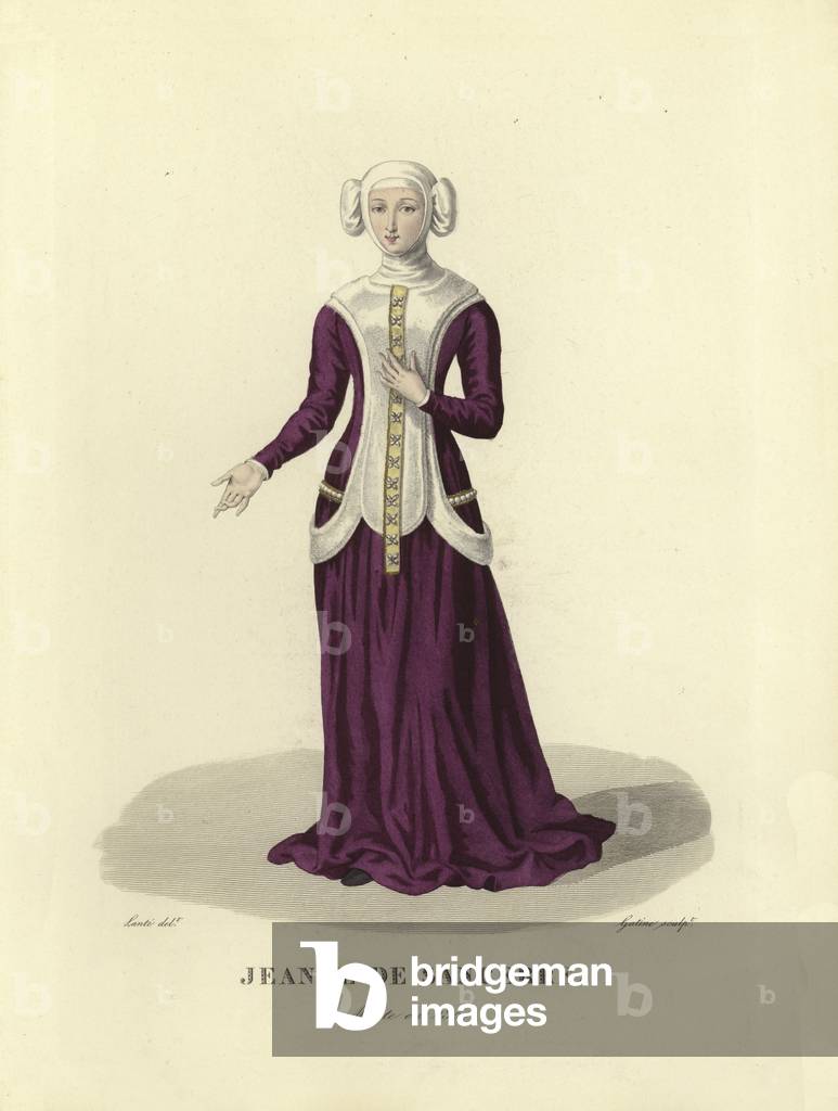 Jeanne de Sancerre (coloured engraving)