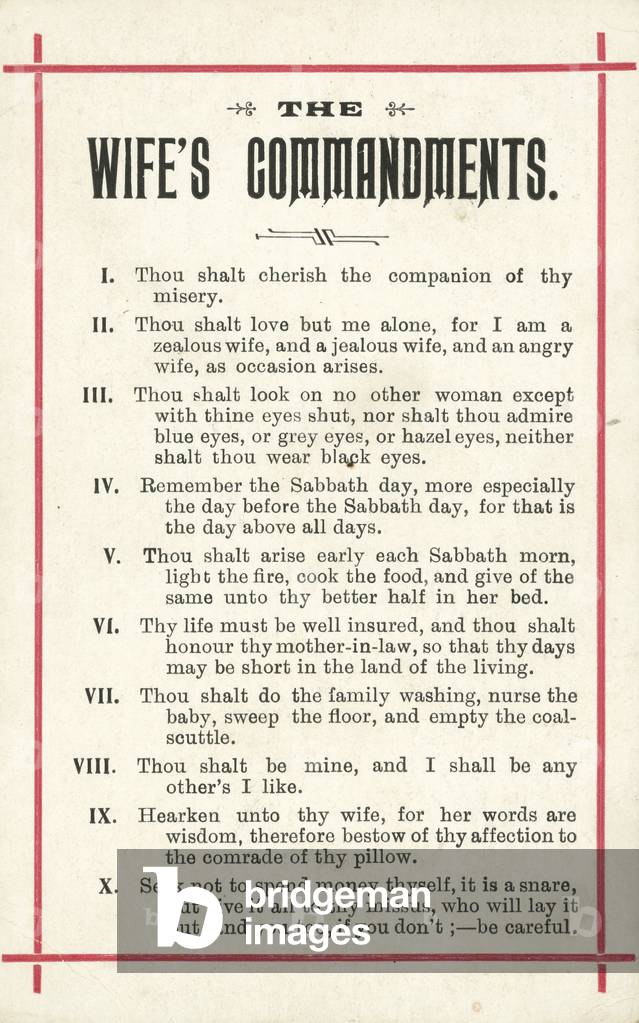 The wife's commandments (colour litho)