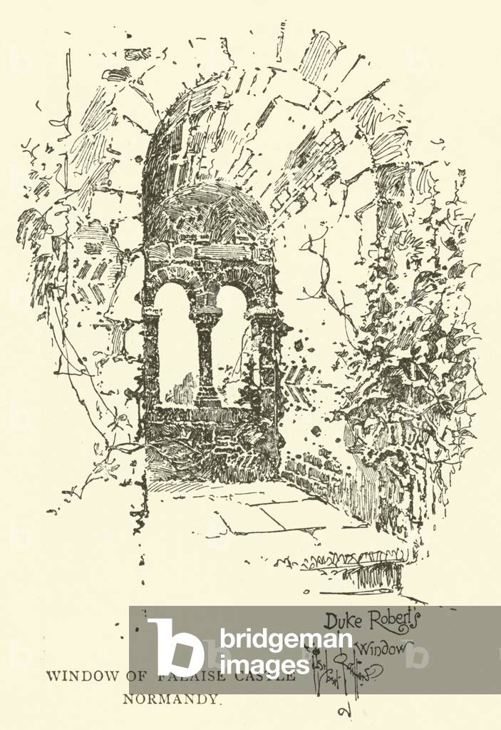 Window of Falaise Castle, Normandy (engraving)