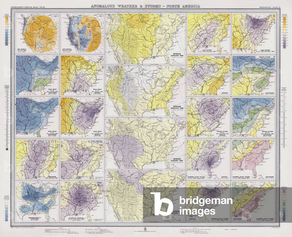 Anomalous Weather and Storms, North America (colour litho)