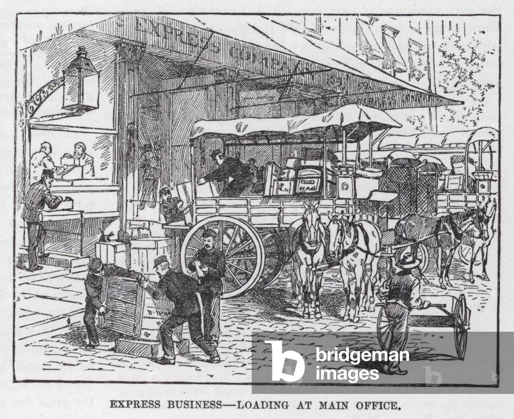 Express Business, Loading at Main Office (engraving)