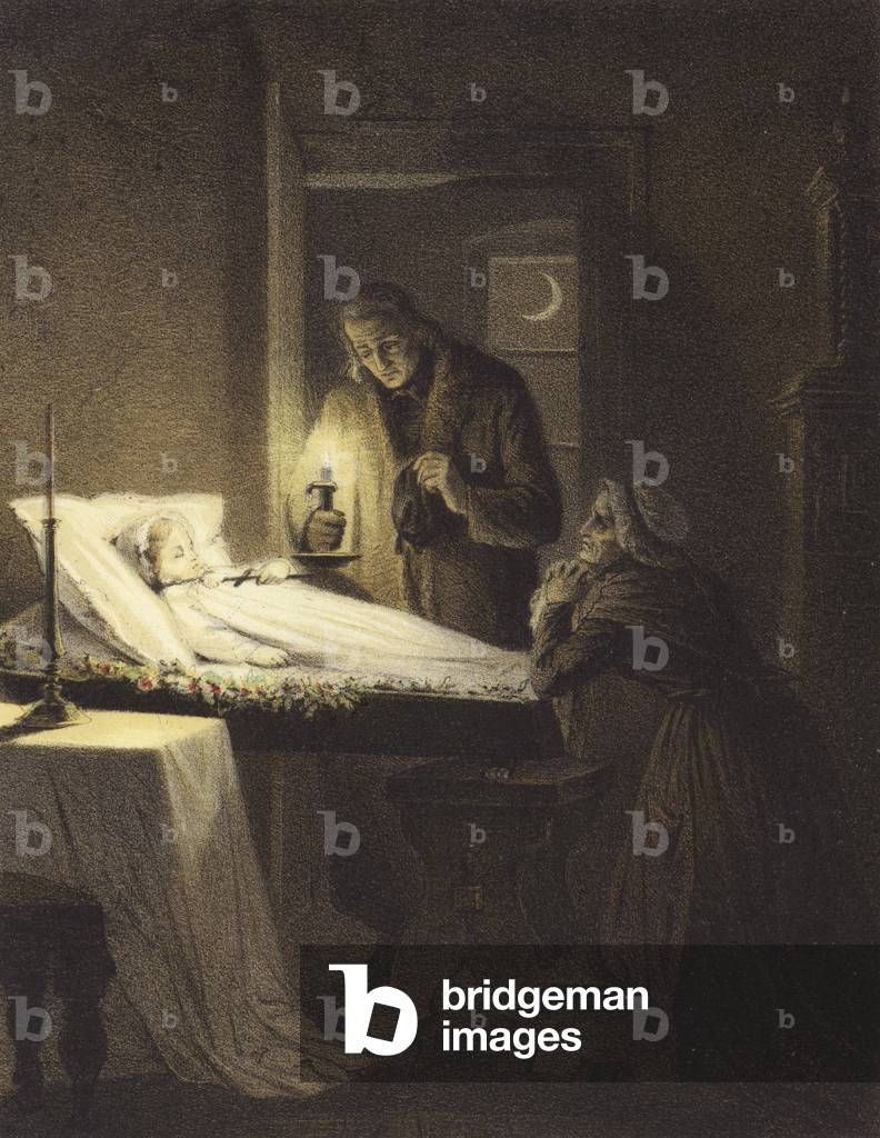 The grandparents' sorrow (colour litho)