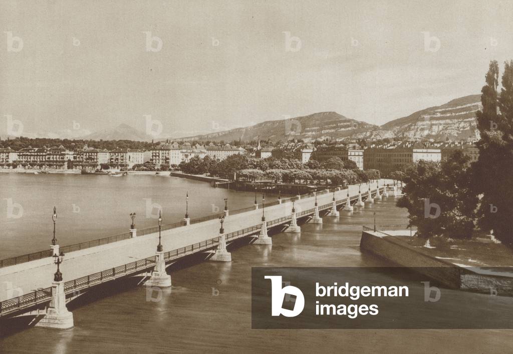 Pont du Mont Blanc, Geneva, Switzerland (b/w photo)
