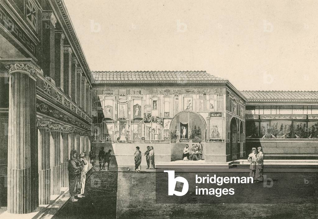The Stabian Baths - The Court-Yard of the Stuccoes as it was (gravure)